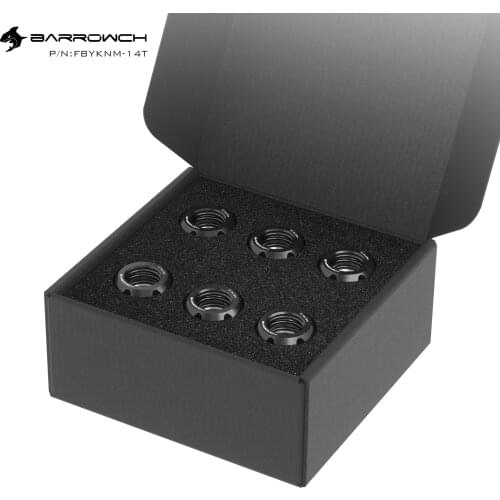 Barrowch Water Cooling Hard Fitting, Helm 2 Series for OD 14mm, Adapter for Water Cooling System, 1 Set/6pcs, FBYKNM-14T