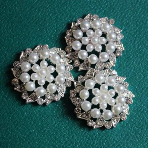 Fee shipping 5pc/lot 32mm Round Zibc Alliy rhinestone button wedding hair bow garment Flower Center DIY accessories Handcraft