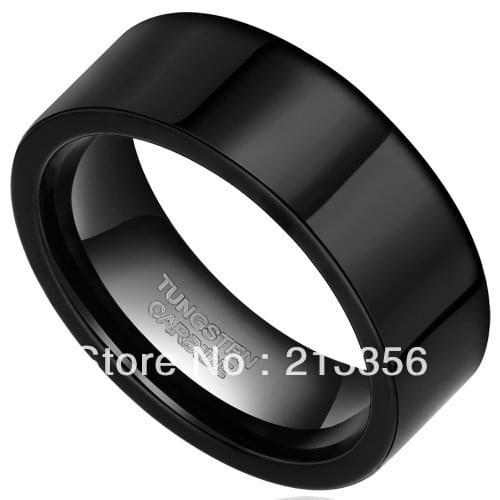 Free Shipping Cheap Price Jewelry USA Brazil Russia HOT Selling 8MM Mens Fashion His and Hers Plain Black Tungsten Wedding Ring