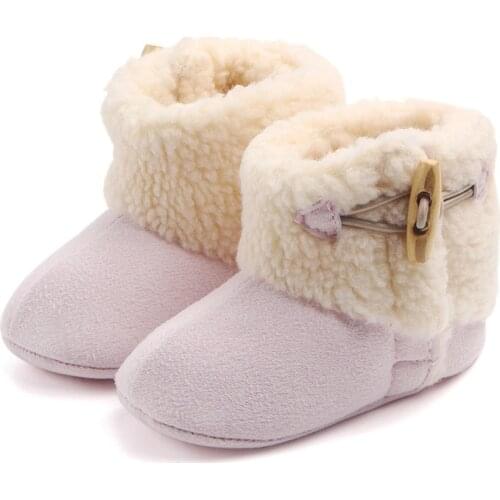 New Baby Girl Newborn Baby Boots Winter warm buckle toddler shoes baby shoes Infant Soft Soled Non-slip Crib First Walkers