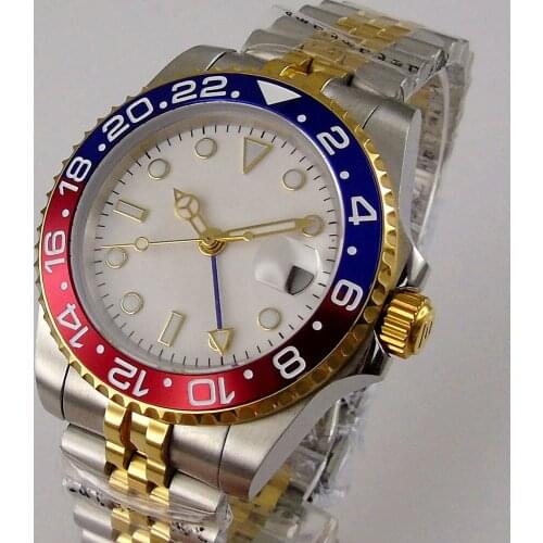 New Luxury Men GMT Automatic Machinery Watch 40MM BLue Red Insert Bezel Jubilee Strap Sapphire Clock