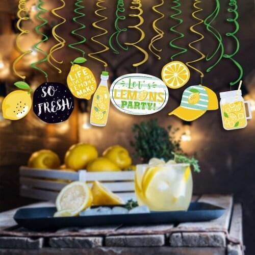 Lets Lemon So Fresh Lemon Hanging Swirls Ceiling PVC Sprils Kids Baby Shower Party Dcorations Happy Birthday Party Favors