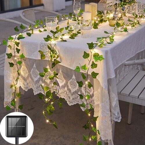 10m 5m 2m Artificial Plant Creeper Green Leaf Ivy Vine String Lights Solar Powered for Home Wedding Party Hanging Garland Decor