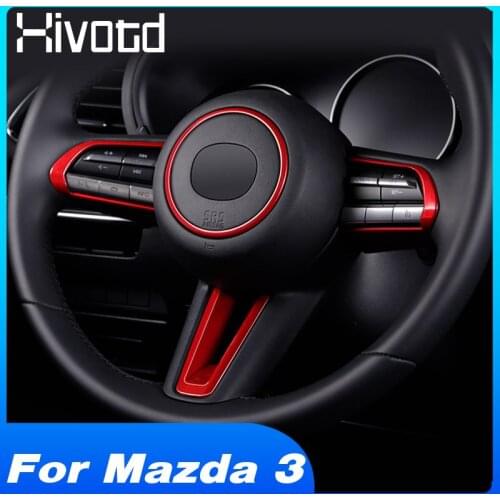 Hivotd For Mazda 3 2020 2019 Accessories Steering Wheel Cover Sticker Frame Trim Decoration Interior Modification Hatchback