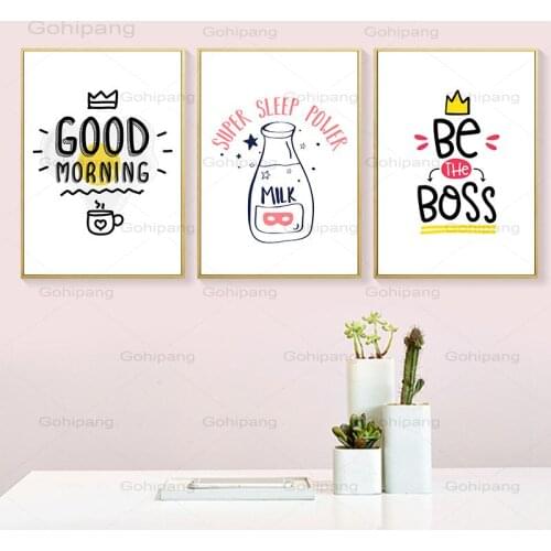 Canvas Painting Hot New Arrival Good Morning Milk Vintage Kraft Posters And Prints Letter Poster Paper Crafts Home Decoraction
