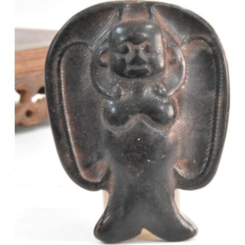 Hongshan culture archaize black iron meteorite Mermaid statue