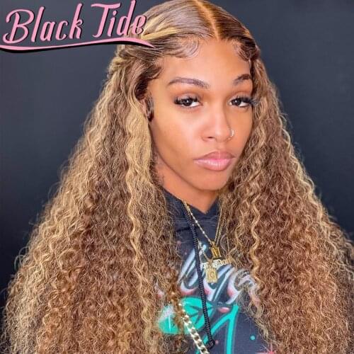 Curly Lace Front Wig 200% Remy 13x4 Lace Front Wig Highlight Wig Transparent Lace Frontal Wig Human Hair 30 Inch Lace Front Wig