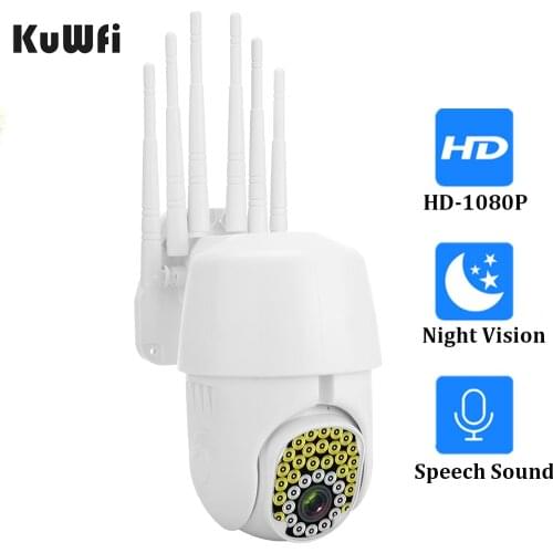 KuWFi 1080P Wifi IP Camera Outdoor Video Surveillance Recorder PTZ 4X ZOOM Tracking CCTV Security System