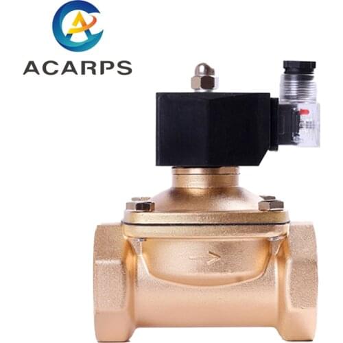 Brass 2 way 24vdc 2inch 220v Gas Solenoid Valve Normally Closed DIN coil 12v Waterproof