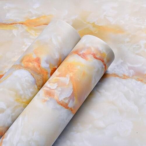 Marble Wallpaper Desktop Furniture Sticker Glossy Kitchen Renovation Film Oil-Proof Waterproof PVC Self-Adhesive Table Protector