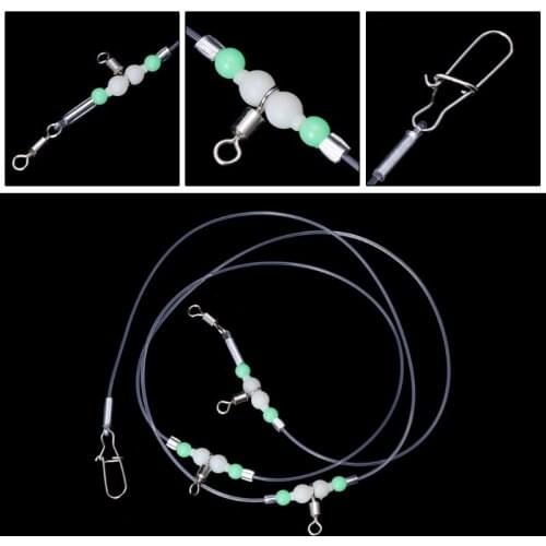 2021 New 1 Group Fishing Tackle Line 3 Swivels Night Luminous Beads Pin Rolling Connector