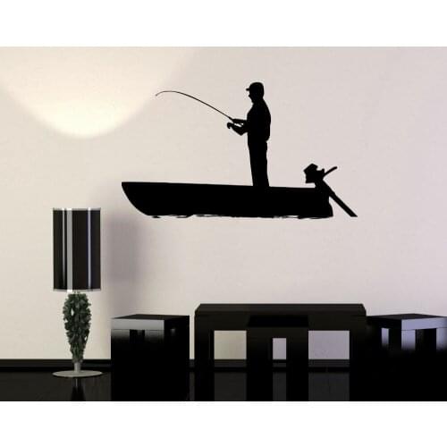 Newly Arrivals Fisherman Vinyl Wall Sticker Fishing Men Hobbies Wall Stickers Home Decor Mural Art Design Fisher Boy Room LC028
