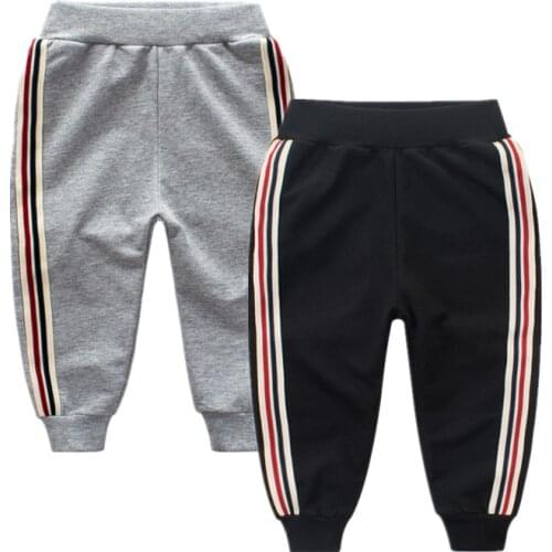 New Cotton Trousers For 2-9 Years Solid Boys Girls Casual Sport Pants boy girl Enfant Garcon Kids Childrens Clothing Black Gray