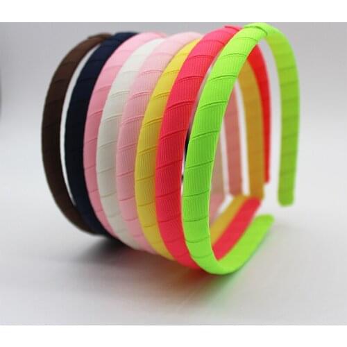 Girls Bow Hairband Childrens Candy Colors Hair Hoop Grosgrain Ribbon Wrap Hair Band with Bow Handmade Solid Hair Accessories