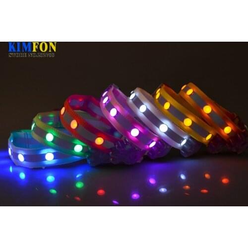 50Pcs/Lot New LED Pet Collar 2.5cm Nylon Lights Gem Luminous Dog Collar Reflective Collar Color Optional