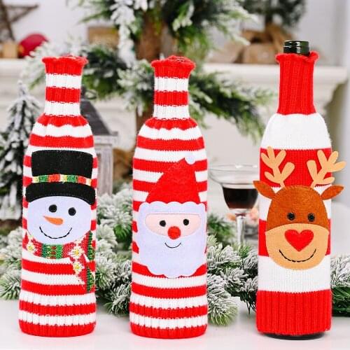 Christmas Wine Bottle Cover Merry Christmas Decor For Home 2020 Natal Noel Christmas Table Decor Xmas Gift Happy New Year 2021