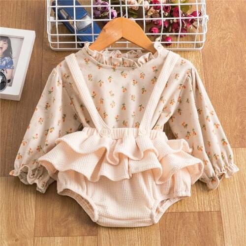 Long Sleeve Girls Spring Clothing Lovely Baby Girl Clothes Sets 2pcs Linen Cotton Shirt + Romper Dress Infant Toddler Outfits