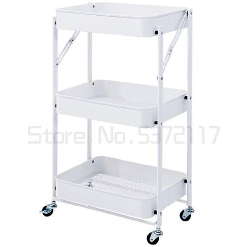 Trolley rack kitchen bedroom baby portable snack storage rack multi floor foldable rack