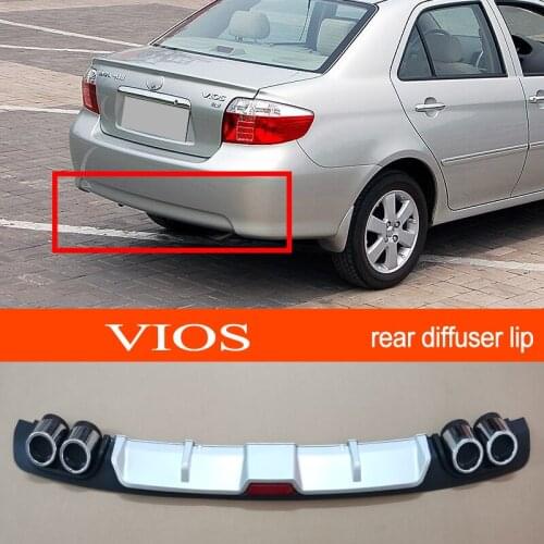 Vios 04-13 ABS Plastic Silver / Black Car Rear Bumper Rear Diffuser Spoiler Lip for TOYOTA Vios 2004-2013 Sedan