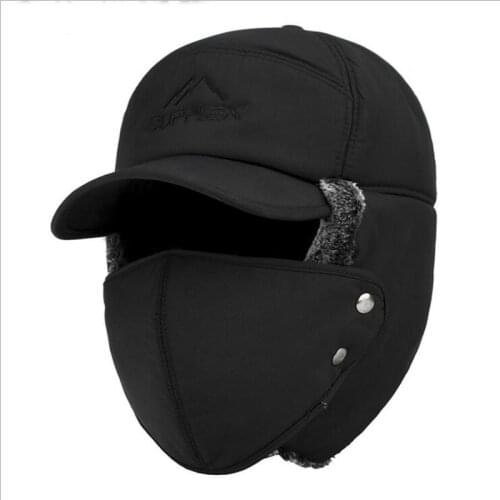 VIP -Trend Winter Thermal Bomber Hats Men Women Fashion Ear Protection Face Windproof Ski Cap Velvet Thicken Couple Hat