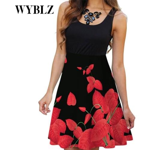 WYBLZ Plus Size 5XL Womens Sleeveless Round Neck Digital Printing Casual Stitching Dresses Summer New Fashion Ladies Tank Dress