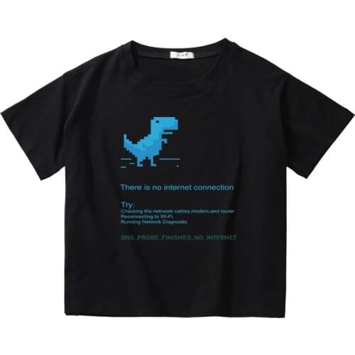 There is no internet connection Programmer funny short t shirt women 100% cotton crop top vintage sexy t-shirt women clothing