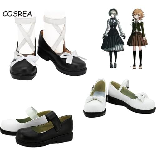 Women Girls Anime Danganronpa Monokuma Cosplay Shoes Fujisaki Chihiro Costume Halloween Cos Tojo Kirumi Short Lolita Sweet Boots