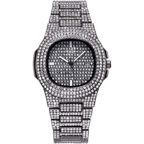 Gold four-color quartz watch fashion square mantianxing set steel band watch water diamond calendar wrist watch ladies watch