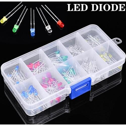100/200/300 3mm/5mm LED Diode 5 mm Assorted Kit White Green Red Blue Yellow DIY Light Emitting Diode