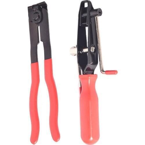 2pcs Metal Hand Tool 32*13.1*4CM CV Joint Clamp Banding Install Tool Ear Type Boot Clamp Pliers Red+Black CV Boot Clamp Pliers