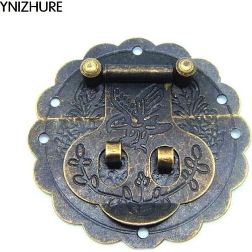 20pcs 60mm Antique small hasp lock buckle with retro tin trunk lock hasp 6CM small dark bird buckle jewelry box latches