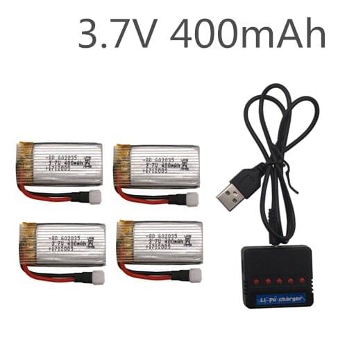 4pcs 3.7V KY101 X4 H107 H31 400mAh 3.7V 30C Lipo Battery and 4in1 Battery charger box for H31 RC Quadcopter Drone