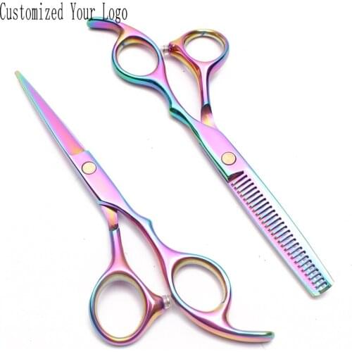 5.5" 6" JP Stainless Multi-color Customize Brand Dog Grooming Scissors Straight Scissors Thinning Shears Pet Scissors DIY C1005