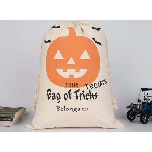 5pcs Halloween Candy Canvas Bag Pumpkin Head Pattern Gift Bag Creative Large Pouch Package