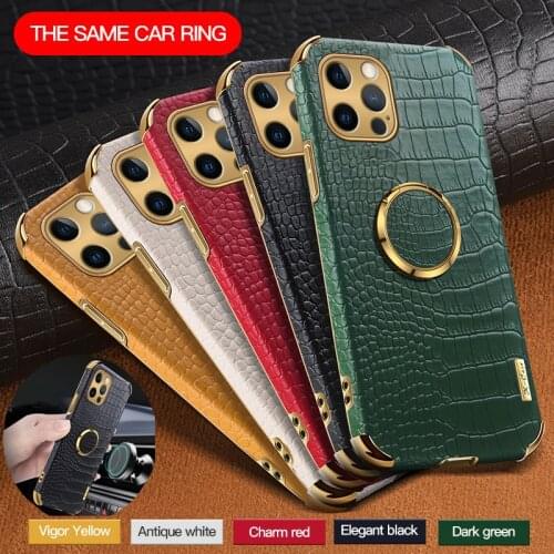 Crocodile Pattern Leather Case For iPhone 12 Pro Max X XR XS 11 Pro 6 6S SE 7 8 Plus Stand Holder Phone Cover Magentic Car Ring