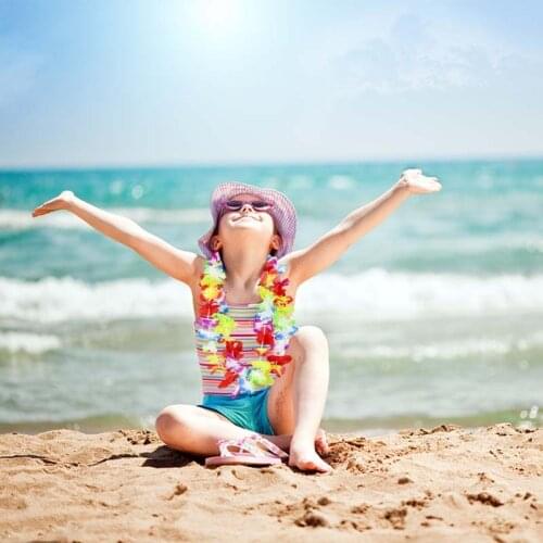 10Pcs Hawaiian Flower Garland Necklace Dress Pool Hawaii Beach Party christmas wreath door decoration DIY Luau Party Supplies