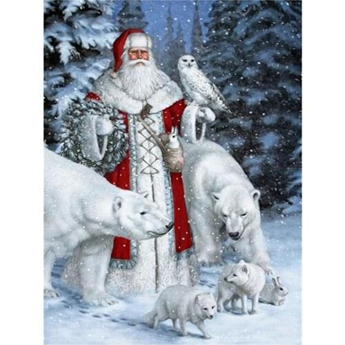 DIY Paint by Numbers for Adults Beginner Kids, Forest Christmas Animals, Santa Claus 16X20 Inch Number Painting Gifts