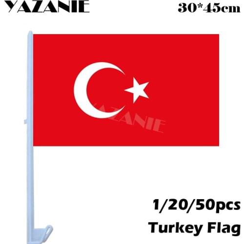 YAZANIE 30*45cm 1/20/50pcs Small Turkey Window Car Flags and Banners Polyester Custom Printed Design Fabrics Flags Sports Banner