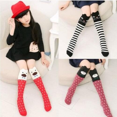 Cotton Socks Children Knee High Cute Cartoon Kids Socks Girls Print Animal Long Fox Socks For Toddler Girl Clothing Accessories
