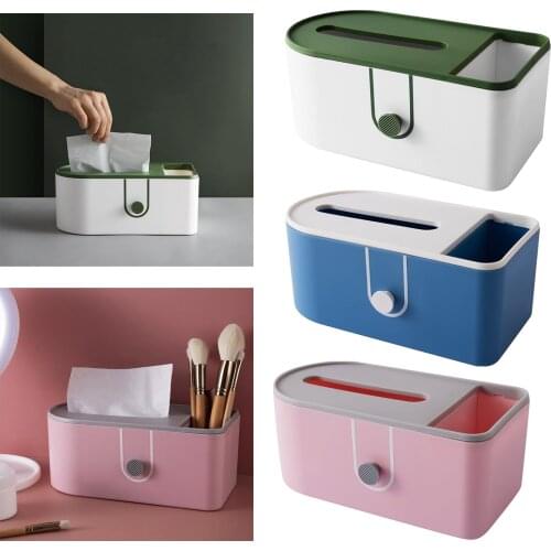 Tissue Box with Cover, Rectangular Plastic Facial Tissue Box Holder Organizer