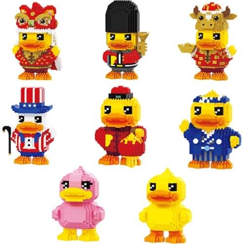 Balody Mini Blocks Cute Yellow Duck Cartoon Figure Collection Building Toy Juguetes for Kids Gift Girl Present Brinquedo 18282