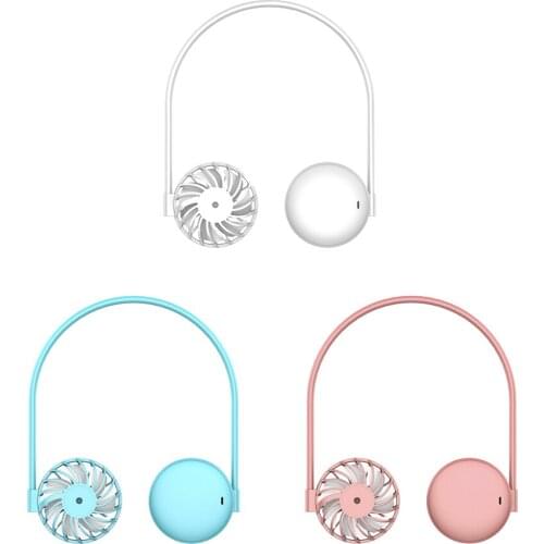 Mini Portable Neck Hanging Fan USB Rechargeable Color Night Light Hands-free Fan Summer Outdoor Sports Radiator Cooling Fans