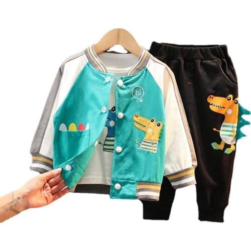 Fashion Spring Autumn Baby Girl Clothes Suit Children Boys Casual Jacket T-Shirt Pants 3Pcs/Set Toddler Clothing Kids Tracksuits