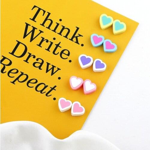 Hand made soft clay ins childrens fun color contrast love peach heart patch DIY earrings stud accessories materials