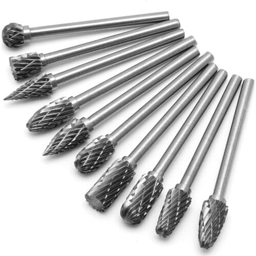 New 10Pc 1/8" 6mm Tungsten Carbide Cutter Rotary Burr Set CNC Engraving Bit Tool