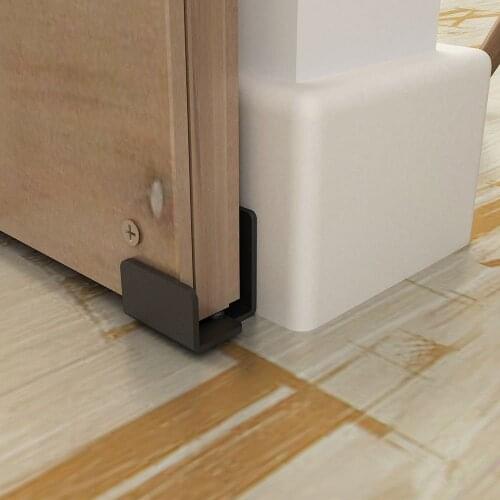 Black Floor Guide Wall Mount Sliding Barn Door Hardware Up to 1-3/8" Thick Door