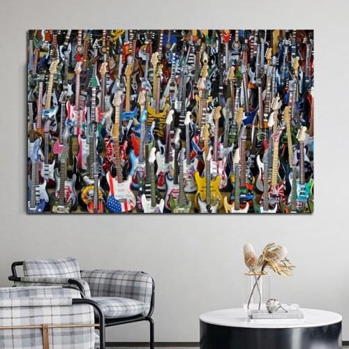 Nordic Wall Art Poster Print Colorful Guitars Music Canvas Decorative Painting Wall Picture For Living Room Cuadros Home Decor
