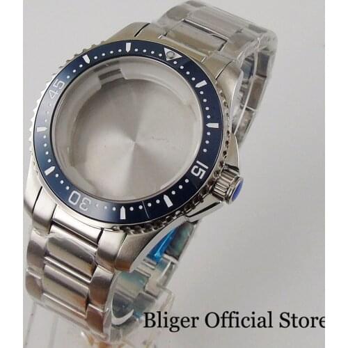 Stainless Steel 40mm BLIGER Automatic Watch Case for MINGZHU 2813 MIYOTA 8215 821A 8205 Movement Sapphire Glass Screw Crown