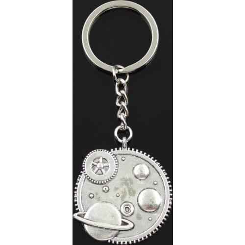 New Fashion Keychain 41x37mm Solar System Galaxy Pendants DIY Men Jewelry Car Key Chain Ring Holder Souvenir For Gift