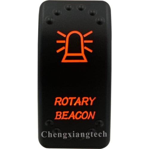 5 Pin SPST Laser Etched Botary Beacon Rocker Button Switch Orange Led ON OFF 12v 20A, Waterproof